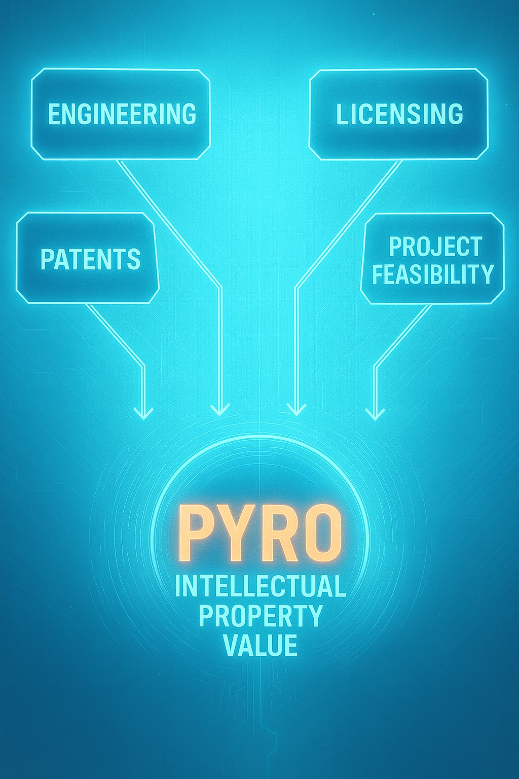 Engineering, patents, licensing and project feasibility converging into PYRO intellectual property value
